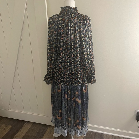 Code X Mode Womens M Chiffon Mixed Floral Print Loose Fit Maxi Peasant D… - Picture 6 of 12